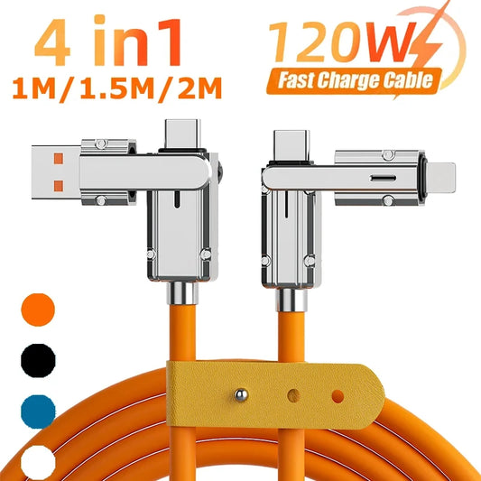 4 In 1 120W USB Type C to Type C IOS Cable 3 IN 1 PD 100W Fast Charging Data Cable